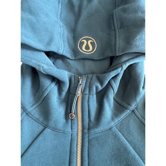 New Lululemon Scuba Full Zip Cropped Hoodie Size 14 Storm Teal/ Gold Sweatshirt - Picture 5 of 9